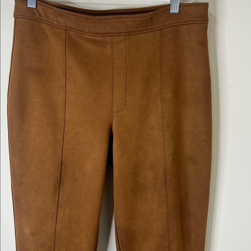 Spanx Faux Suede Flare Pants in Rich Caramel Seamed Pull On 20323R Size XL - Picture 6 of 14